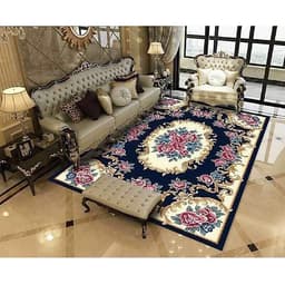 Thảm trải sàn Sofa sang trọng hiện đại trang trí phòng khách Bali in 3D Nhung nỉ lì cao cấp BL09 - Khối tròn vàng