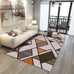 Thảm trang trí trải sàn Sofa phòng khách sang trọng hiện đại Bali in 3D Nhung nỉ lì cao cấp BL41 - Đa Giác Cam
