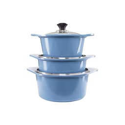 Bộ 3 nồi đúc ceramic cao cấp 2 tay cầm (20 – 22 –  24cm) tặng 1 cặp nhấc nồi sillicon (màu ngẫu nhiên)