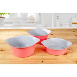 Bộ 3 nồi đúc ceramic cao cấp 2 tay cầm (20 – 22 –  24cm) tặng 1 cặp nhấc nồi sillicon (màu ngẫu nhiên)