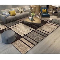 Thảm trải sàn Sofa sang trọng hiện đại trang trí phòng khách Bali in 3D Nhung nỉ lì cao cấp BL09 - Khối tròn vàng