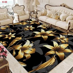 Thảm trải sàn Sofa sang trọng hiện đại trang trí phòng khách Bali in 3D Nhung nỉ lì cao cấp BL09 - Khối tròn vàng