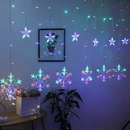 Dây Đèn LED Rèm Trăng Sao Chống Thấm Nước Trang Trí Ngoài Trời - Dài 2.5 Mét