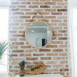 Gương Tròn Soi Trang Điểm Treo Tường Khung Gỗ Hàn Quốc Mia Mirror Nội Thất Kiểu Hàn BEYOURs