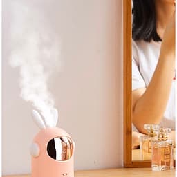 Mua 1 Máy Phun Sương 350ml Khuếch Tán Hơi Nước Có Đèn Led Làm Đèn Ngủ Sạc USB Tặng 1 Xà Phòng Giấy Khô Rửa Tay Bỏ Túi Tiện Lợi - TAI GẤU - HÔNG