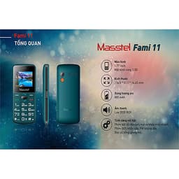 ĐIỆN THOẠI DI ĐỘNG NGƯỜI GIÀ MASSTEL FAMI 11,loa to, sóng khỏe,2 sim,bàn phím đọc số,FM không dây,dùng sim Viettel,Vinaphone,Mobifone hàng chính hãng