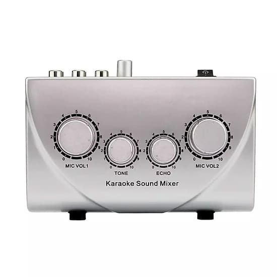 Bộ Trộn Âm Thanh Karaoke Sound Mixer Hỗ Trợ Độ Vang Cho Echo Ka-Raoke Đầu Vào Mic Kép Có Dây Cáp VINETTEAM -Hàng Chính Hãng