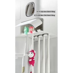KỆ TREO BÀN CHẢI ĐÁNH RĂNG, TÍCH HỢP ĐỒ LẤY KEM THÔNG MINH (2 LY)