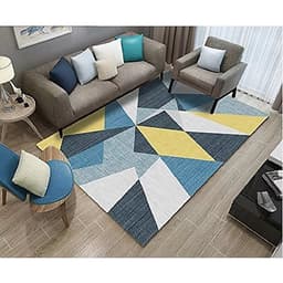 Thảm trải sàn Sofa sang trọng hiện đại trang trí phòng khách Bali in 3D Nhung nỉ lì cao cấp BL09 - Khối tròn vàng