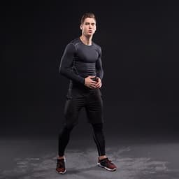 Set 3 in 1 Quần áo gym nam, Quần áo legging nam, Quần áo gym giữ nhiệt nam - Thích hợp tập gym, đá bóng, chạy bộ, bóng rổ hoặc giữ ấm cơ thể - Quần áo tập gym nam chất liệu thun lạnh cao cấp ôm body (SP001)