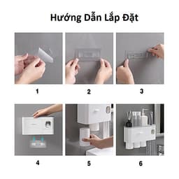 KỆ TREO BÀN CHẢI ĐÁNH RĂNG, TÍCH HỢP ĐỒ LẤY KEM THÔNG MINH (2 LY)