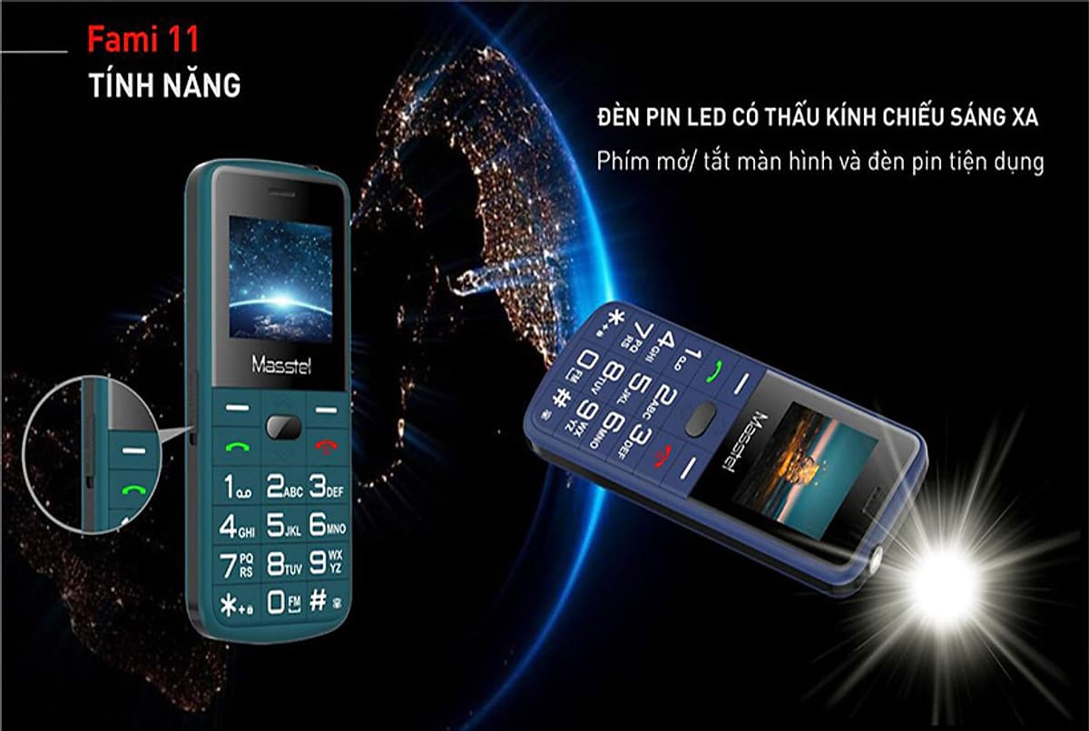 ĐIỆN THOẠI DI ĐỘNG NGƯỜI GIÀ MASSTEL FAMI 11,loa to, sóng khỏe,2 sim,bàn phím đọc số,FM không dây,dùng sim Viettel,Vinaphone,Mobifone hàng chính hãng