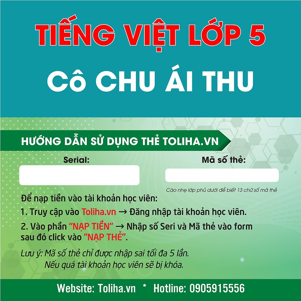 Học trực tuyến TIẾNG VIỆT LỚP 5 - Cô CHU ÁI THU - Toliha.vn khóa 9 Tháng