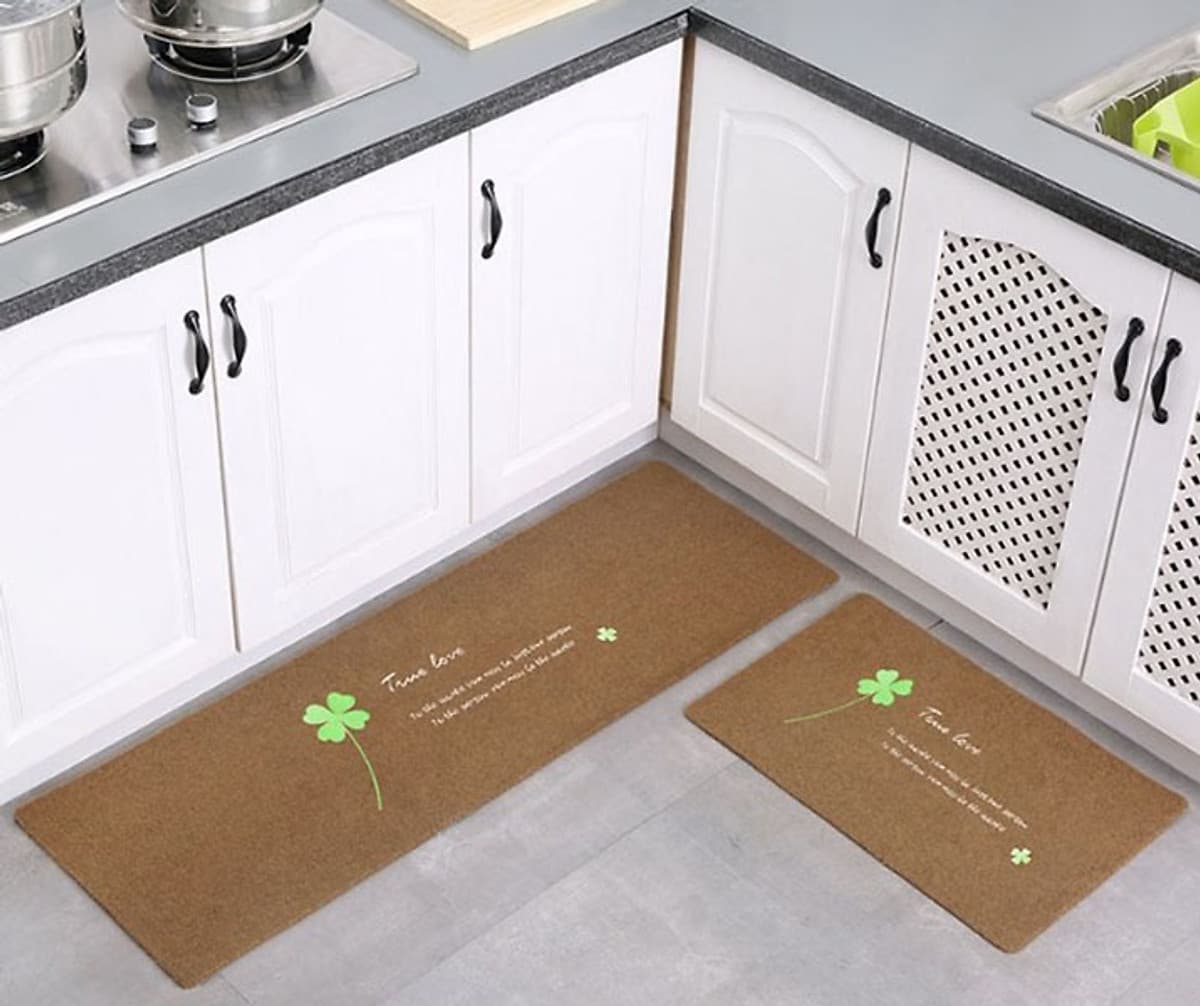 Bộ 2 thảm 2D nhà bếp đế cao su chống trượt 120x40 và 60x40 + kèm 2 khăn lau 30x30 (màu ngẫu nhiên) 