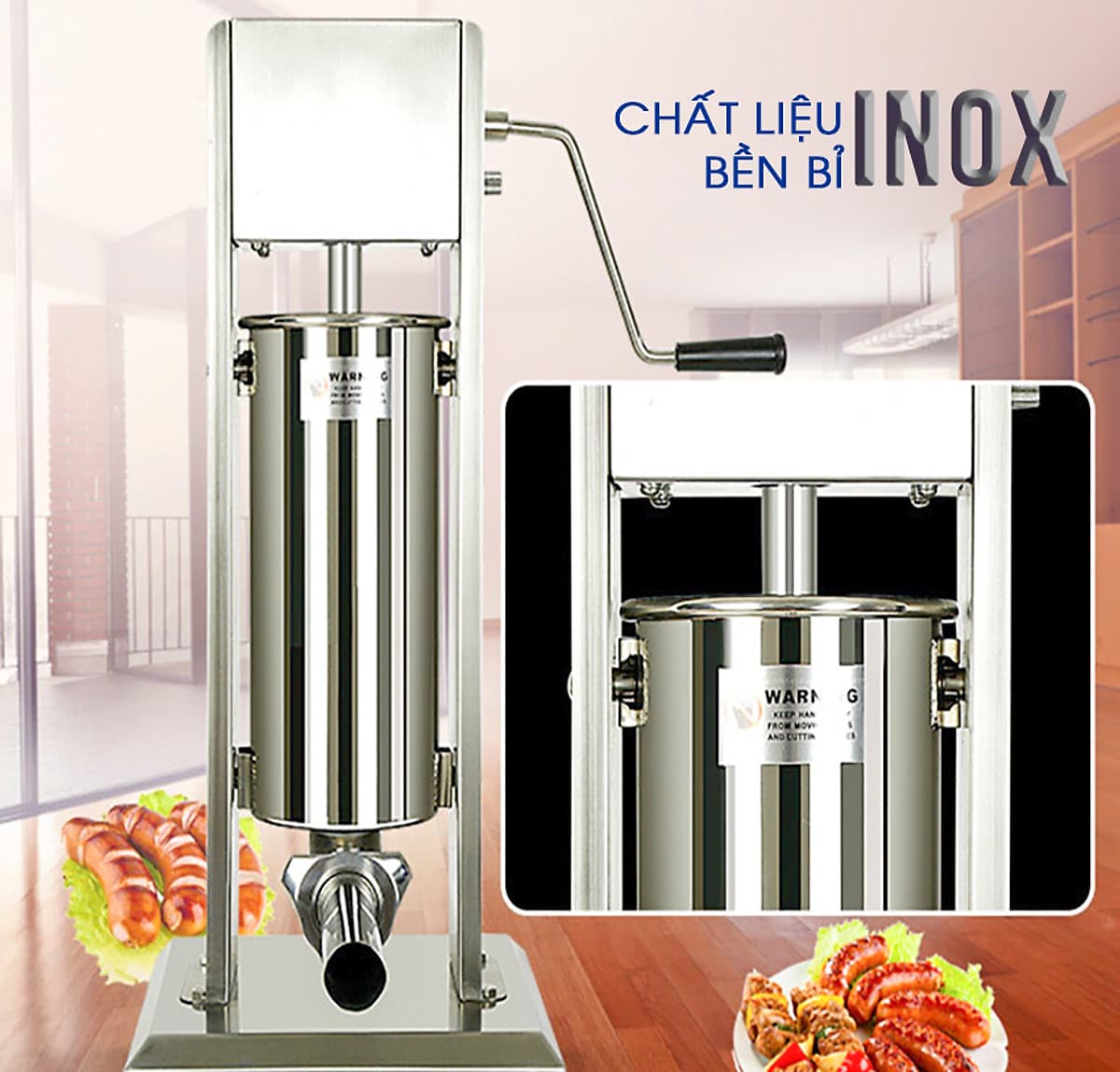 Máy Đùn, Nhồi, Xúc Xích, Lạp Xưởng Mini Quay Tay 3L