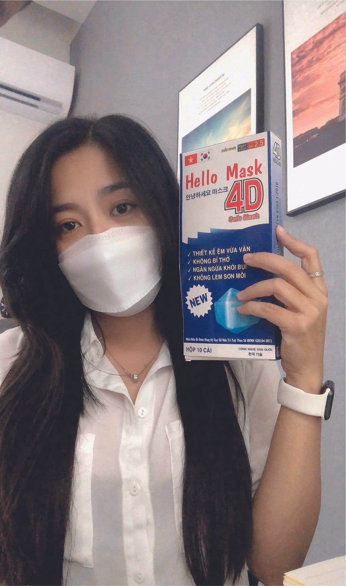 KHẨU TRANG 4D HELLO MASK VẢI KHÔNG DỆT SMS KHÁNG KHUẨN (10 cái)