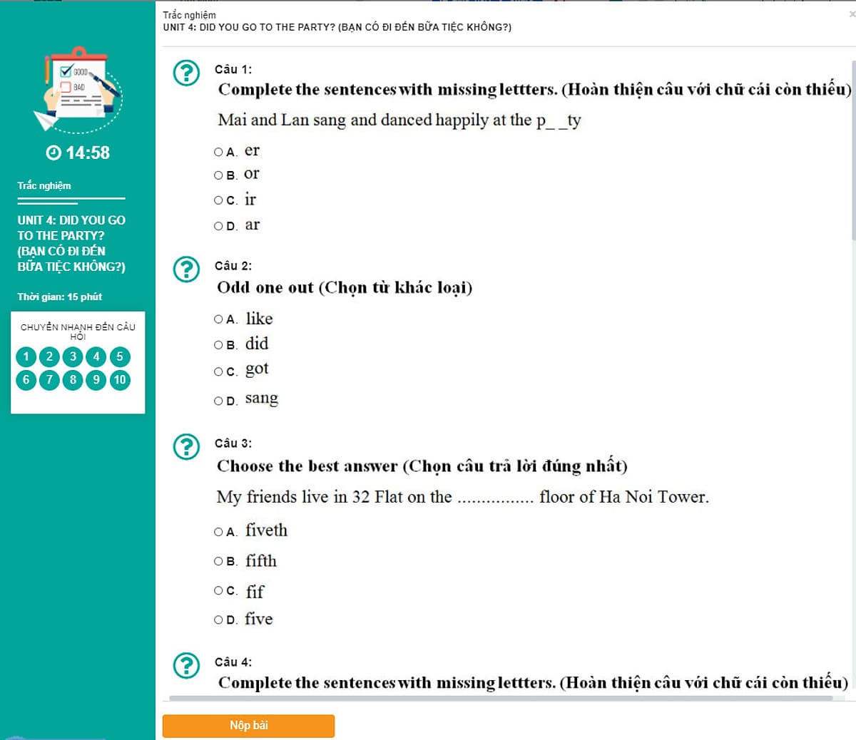 Khóa học TIẾNG ANH LỚP 5 cô Ngọc Anh - 03 tháng