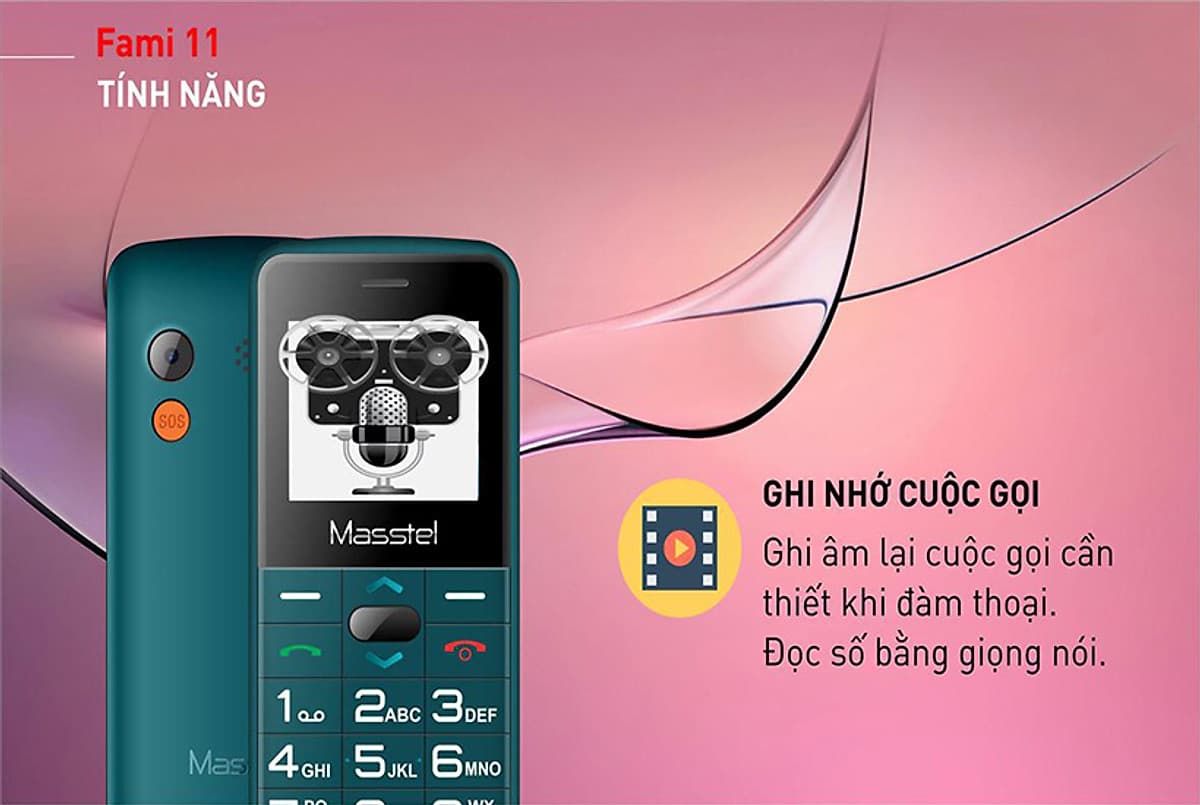 ĐIỆN THOẠI DI ĐỘNG NGƯỜI GIÀ MASSTEL FAMI 11,loa to, sóng khỏe,2 sim,bàn phím đọc số,FM không dây,dùng sim Viettel,Vinaphone,Mobifone hàng chính hãng