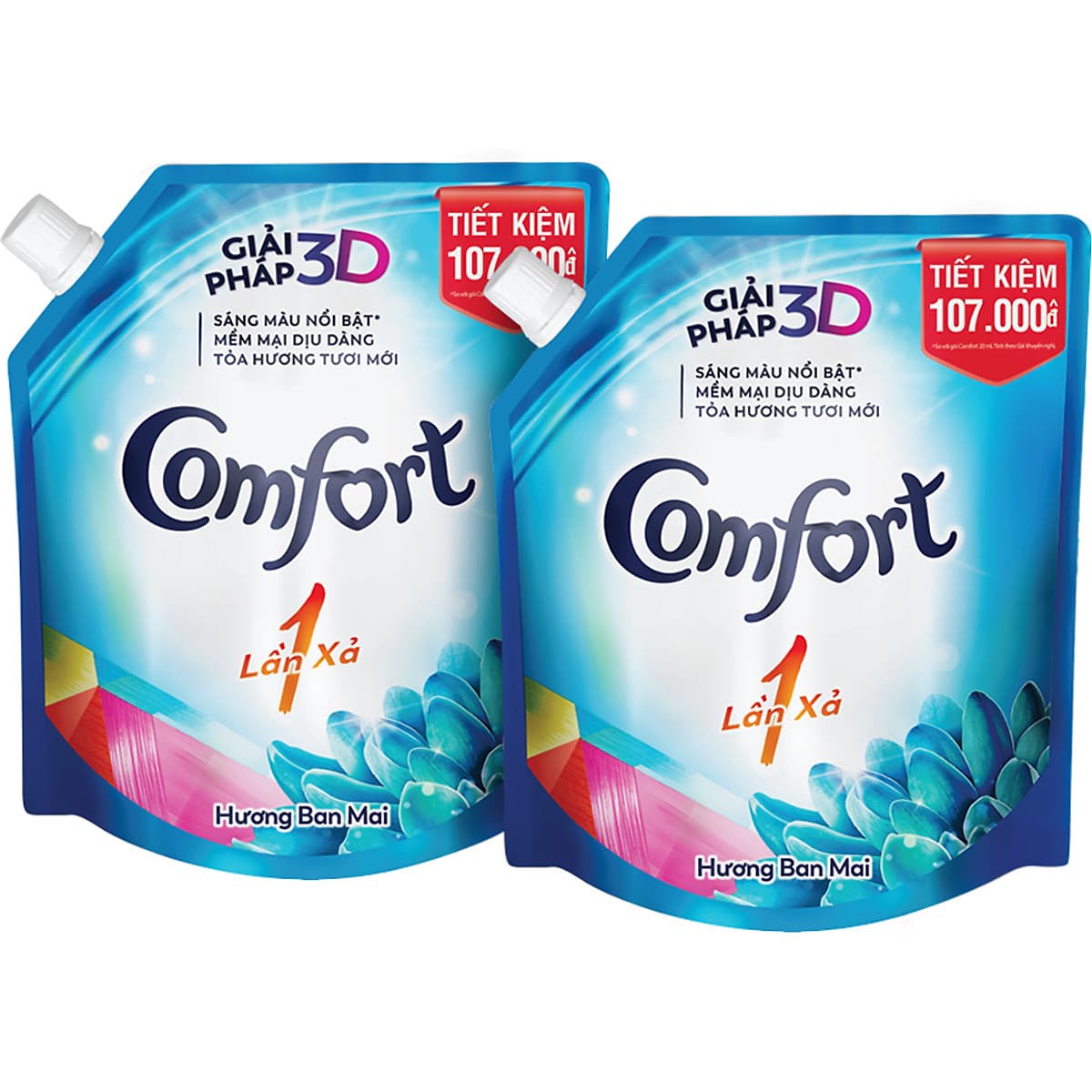Combo 2 Nước Xả Vải Comfort Một Lần Xả Hương Ban Mai Túi 2.6L