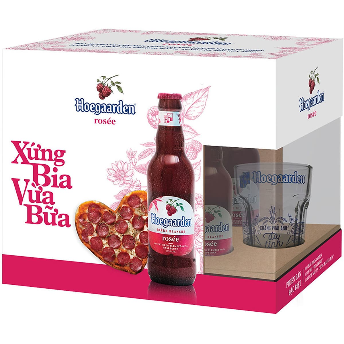 Lốc 6 chai Hoegaarden Rosee Xứng Bia Vừa Bữa (248ml/chai) + 1 ly thủy tinh