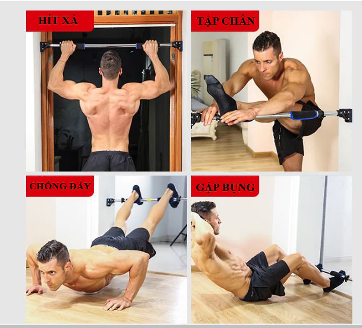 Combo Xà Đơn Treo Tường 2021 Chốt Chống Xoay Chịu Lực 300kg + Găng Tay Tập Xà