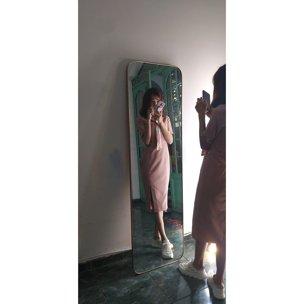GƯƠNG SOI TOÀN THÂN VIỀN KIM LOẠI BO GÓC