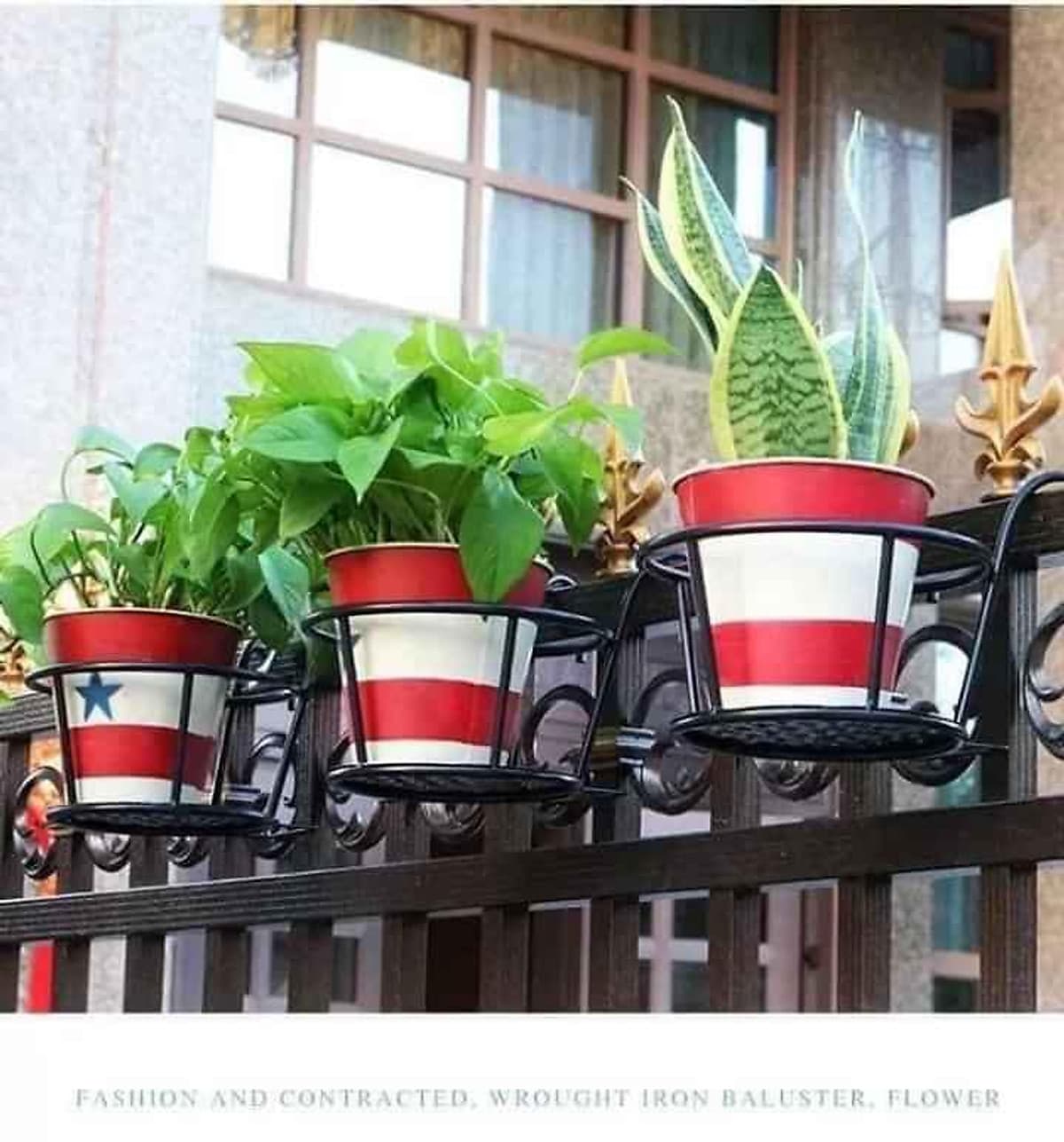 set 3 kệ để hoa ban công có móc treo bằng sắt - mầu đen 