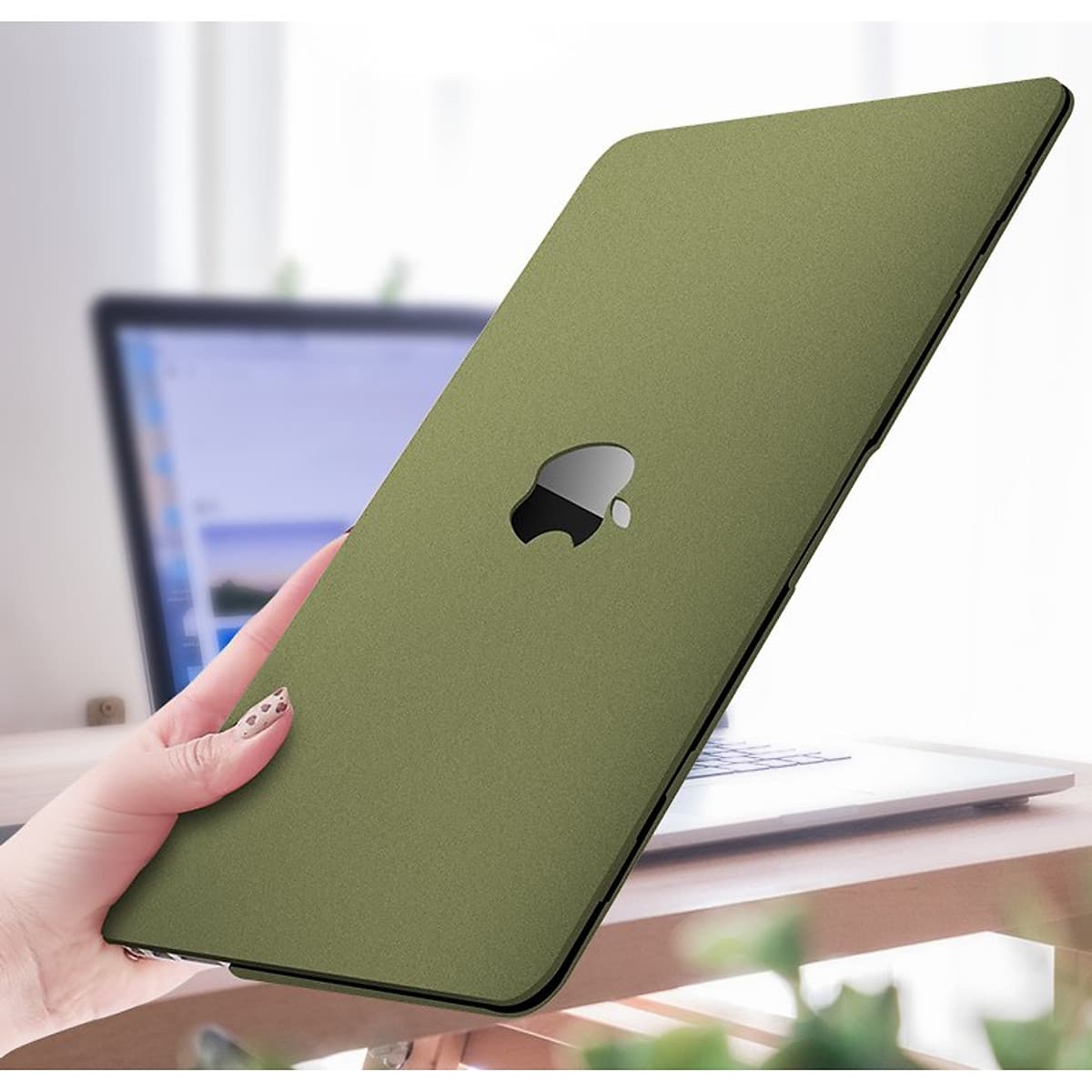 Combo ốp nhựa nhám + phủ phím silicon bảo vệ cho Macbook màu Xanh Rêu tuyệt đẹp