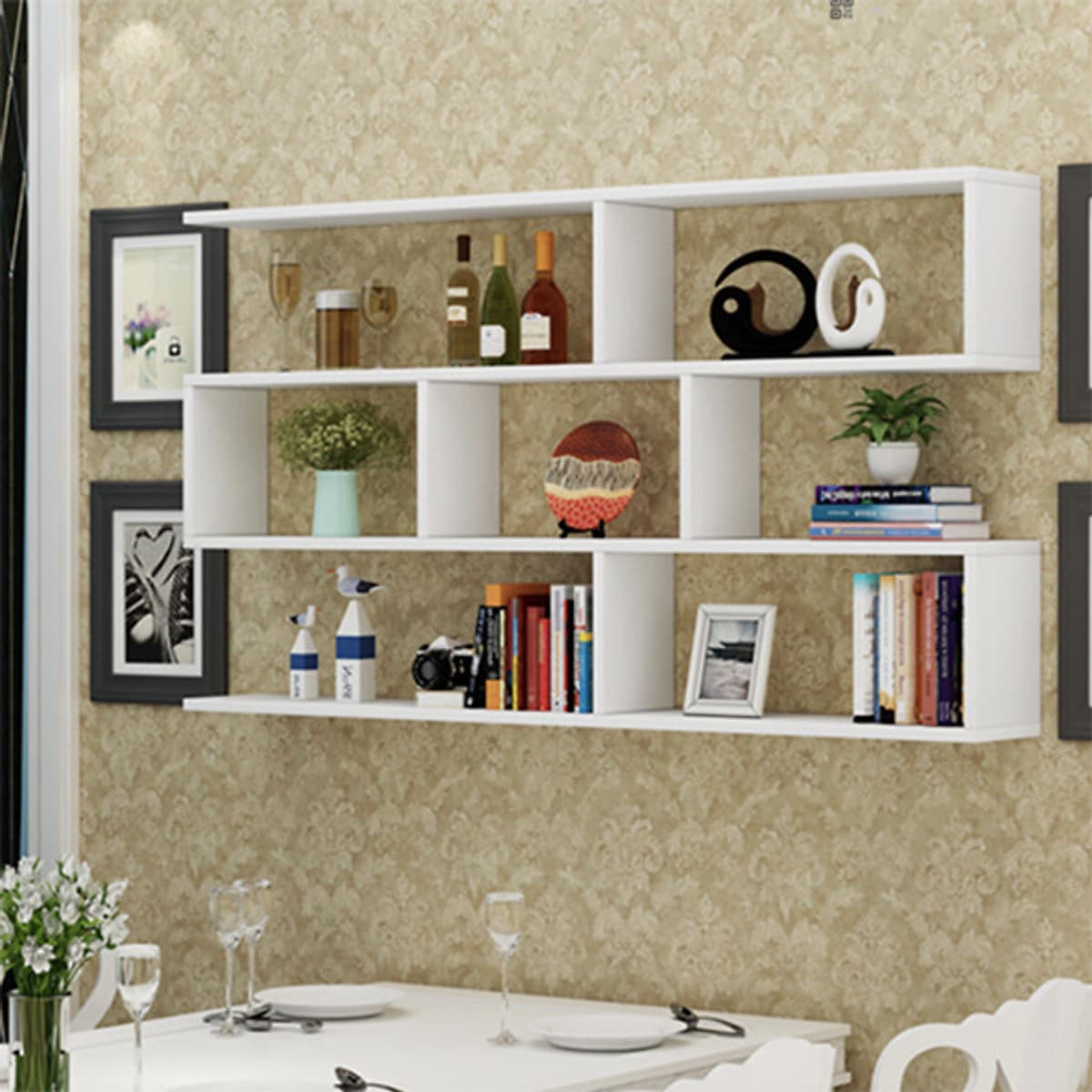Kệ sách treo tường - Kệ gỗ trang trí 3 tầng dài 120cm x rộng 75cm  x sâu 20cm