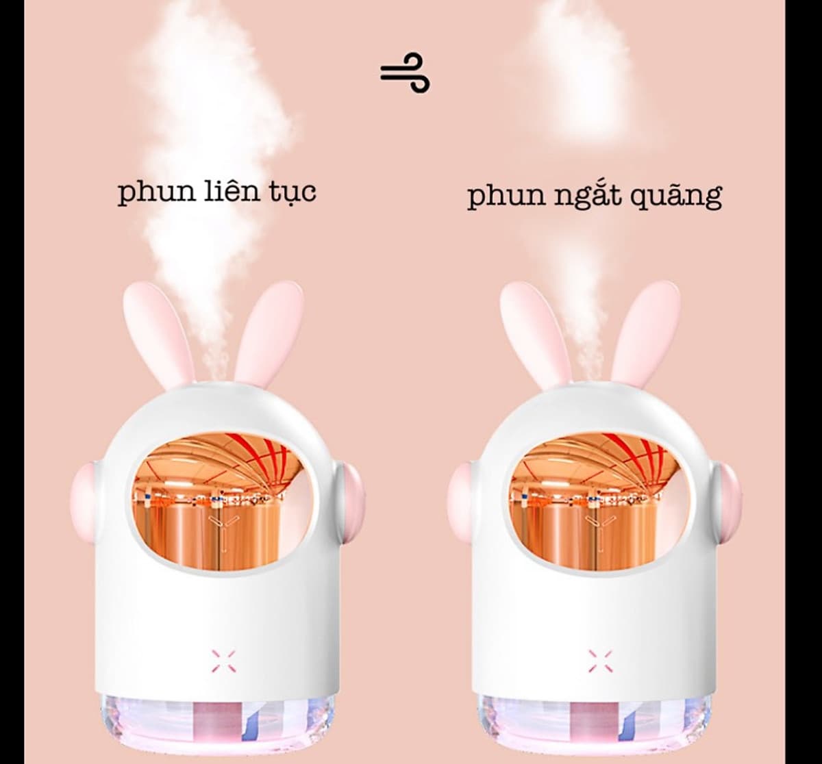 Mua 1 Máy Phun Sương 350ml Khuếch Tán Hơi Nước Có Đèn Led Làm Đèn Ngủ Sạc USB Tặng 1 Xà Phòng Giấy Khô Rửa Tay Bỏ Túi Tiện Lợi - TAI GẤU - HÔNG