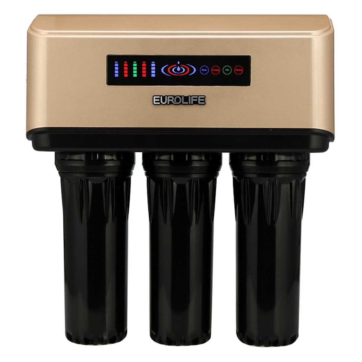 Máy Lọc Nước Ro 5 Cấp Lọc Uống Trực Tiếp, Có Đèn Báo Thay Lõi Eurolife EL-Ro-600H (Đen Vàng)