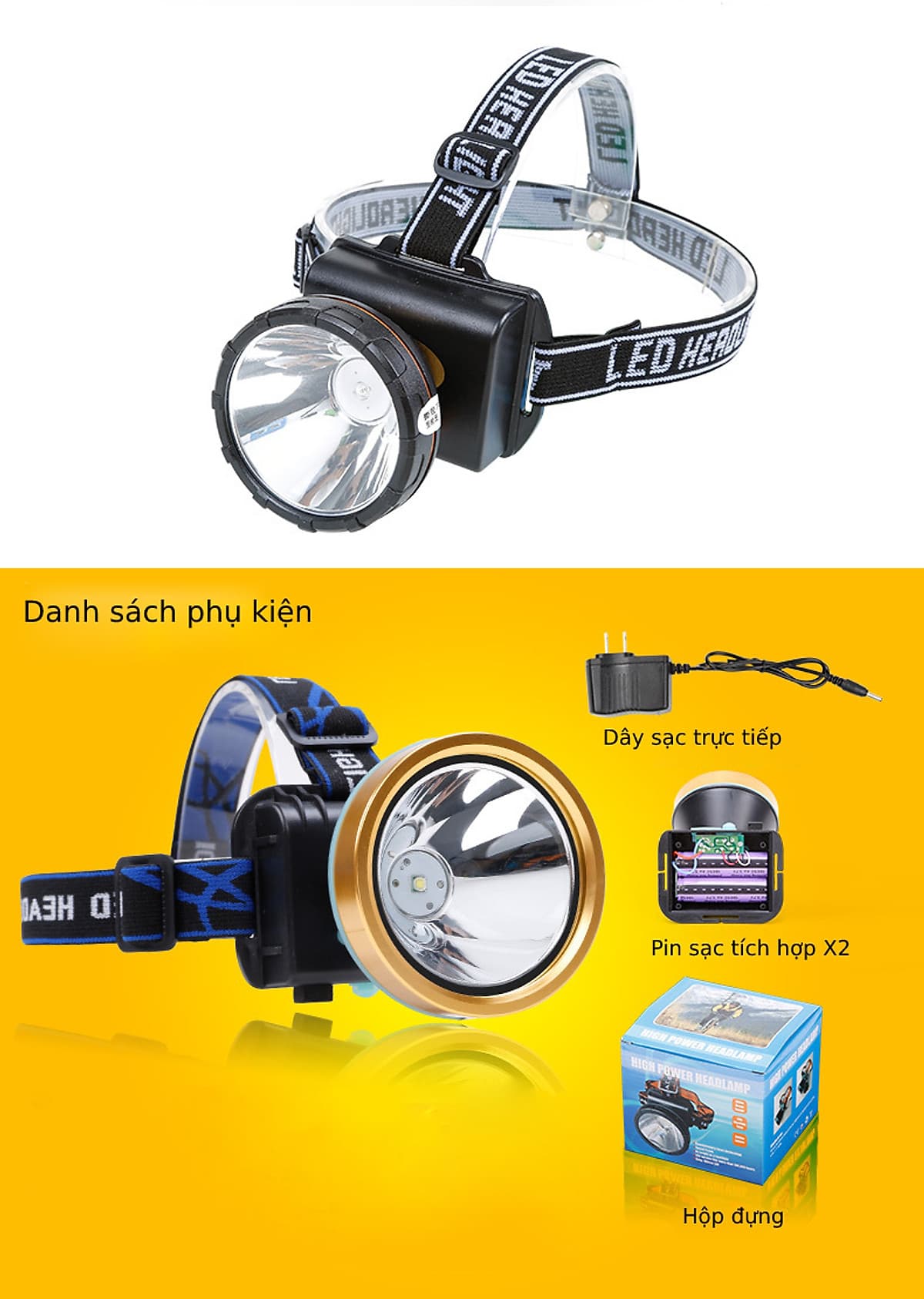Đèn pin đội đầu siêu sáng Hewolf hàng chính hãng