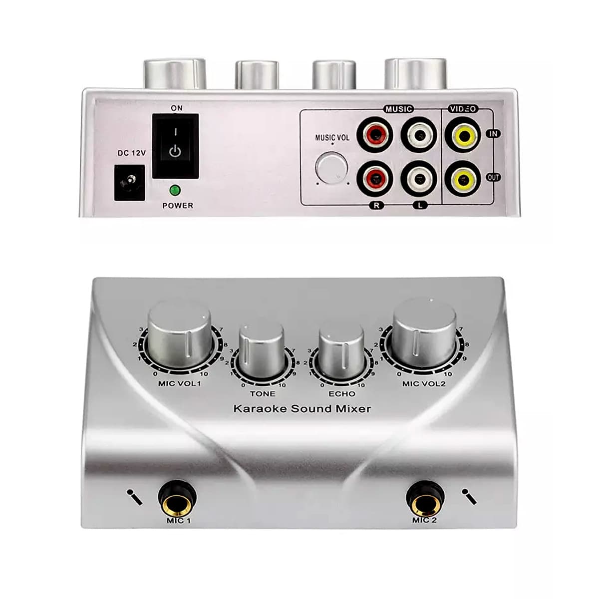 Bộ Trộn Âm Thanh Karaoke Sound Mixer Hỗ Trợ Độ Vang Cho Echo Ka-Raoke Đầu Vào Mic Kép Có Dây Cáp VINETTEAM -Hàng Chính Hãng