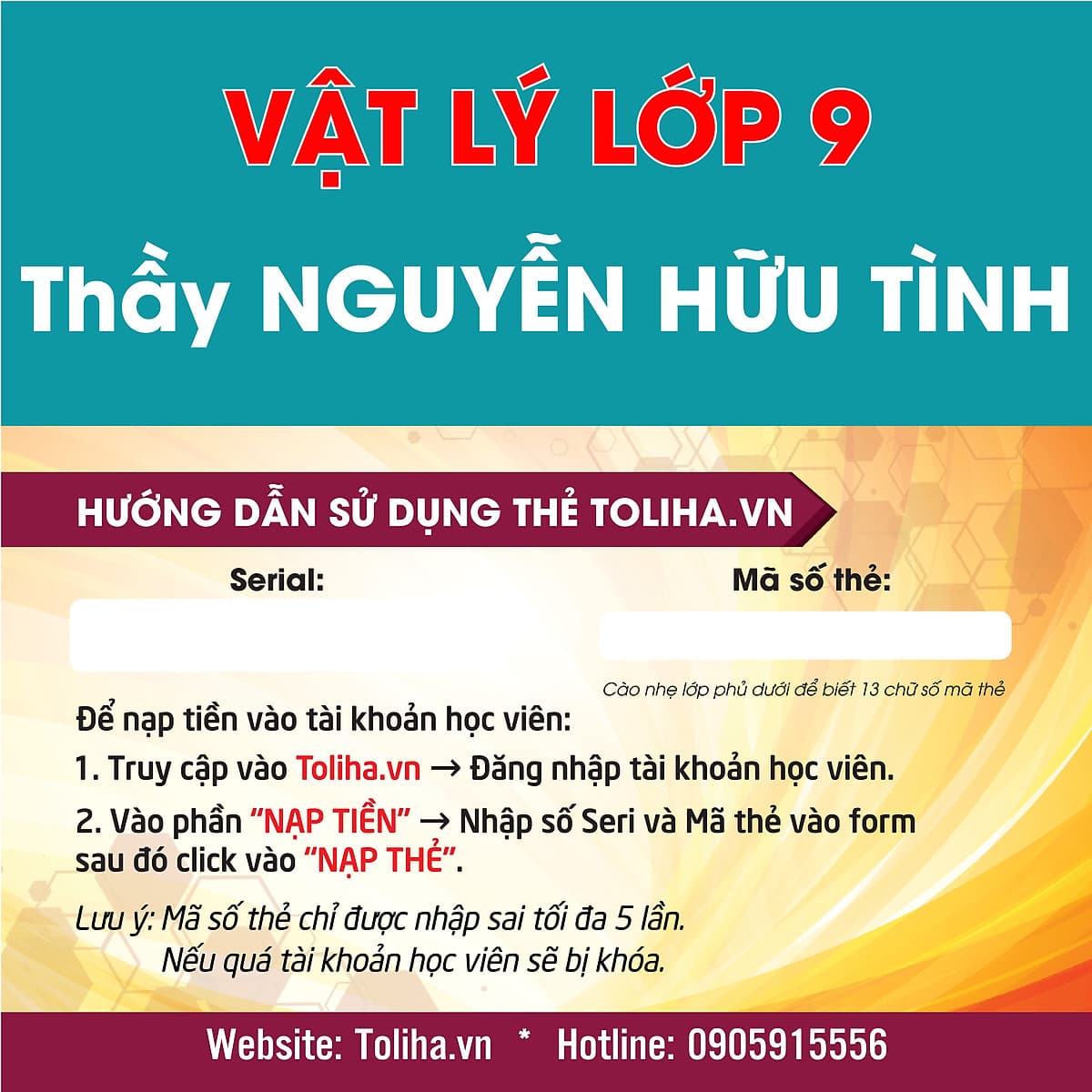 Khóa học VẬT LÝ 9 - CƠ BẢN + NÂNG CAO thầy Hữu Tình- 06 tháng