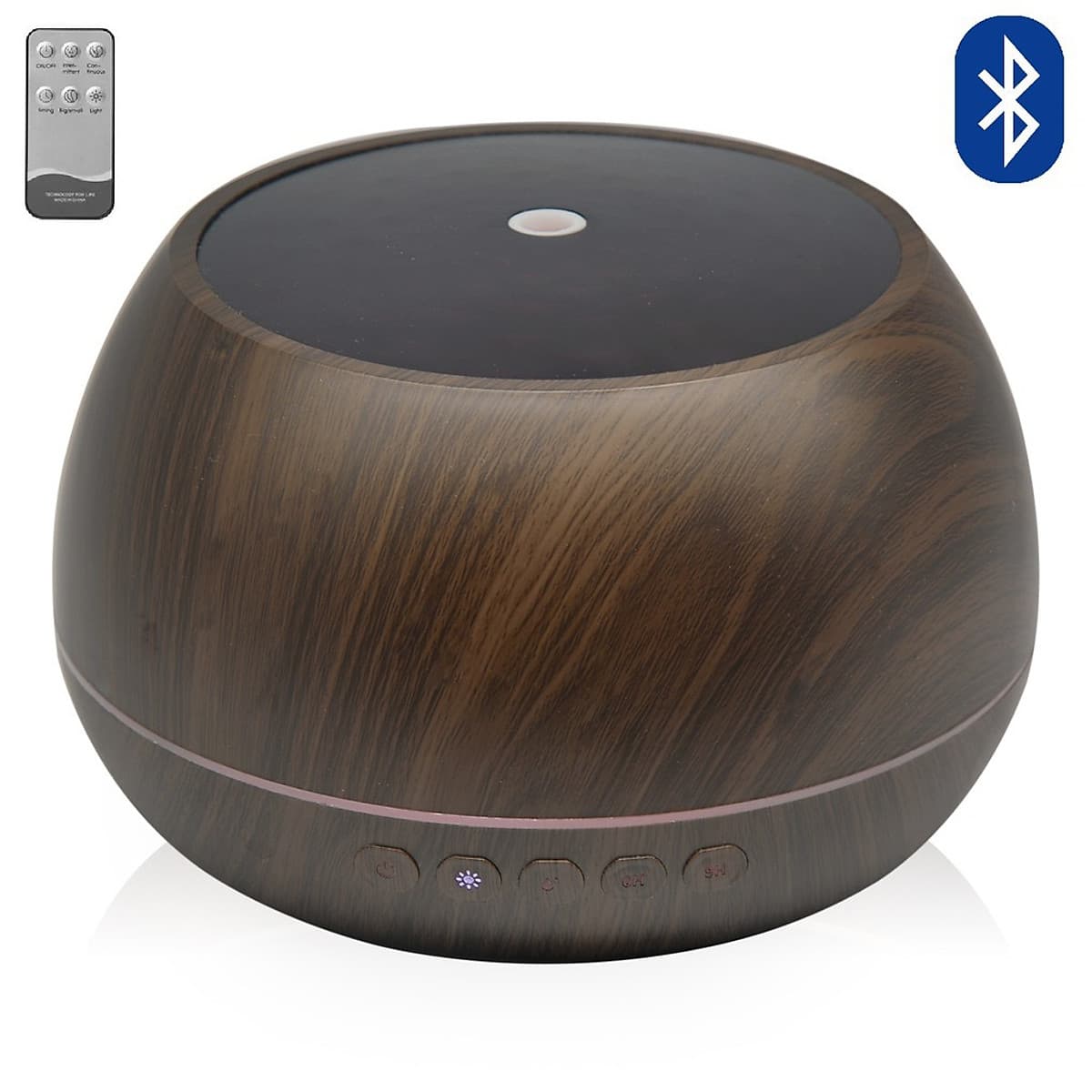 Máy xông tinh dầu phun sương tạo độ ẩm tích hợp loa bluetooth 1000ml Màu vân gỗ tối