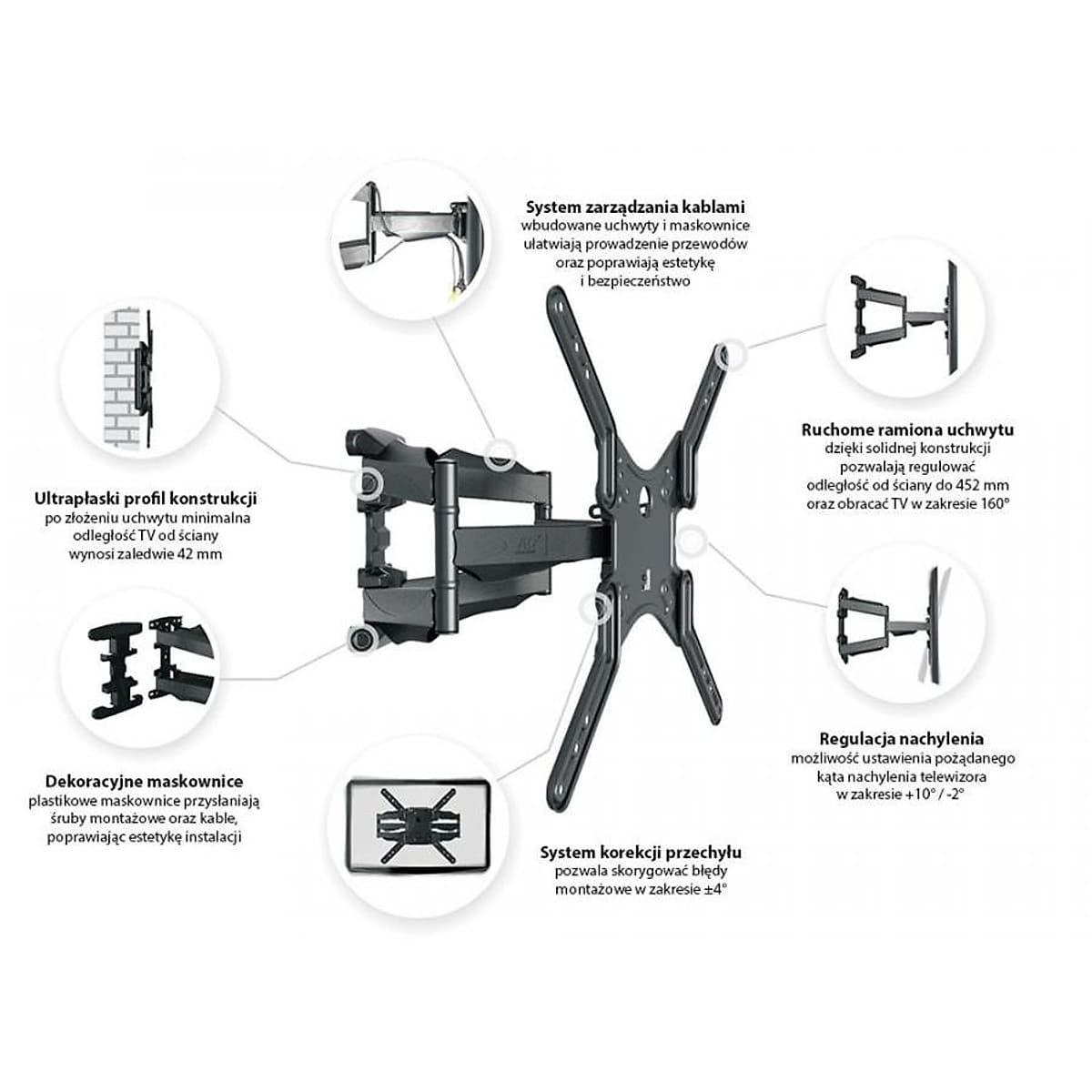 Giá treo tivi đa năng góc 4 tay nhập khẩu NBP5 (32-60inch)