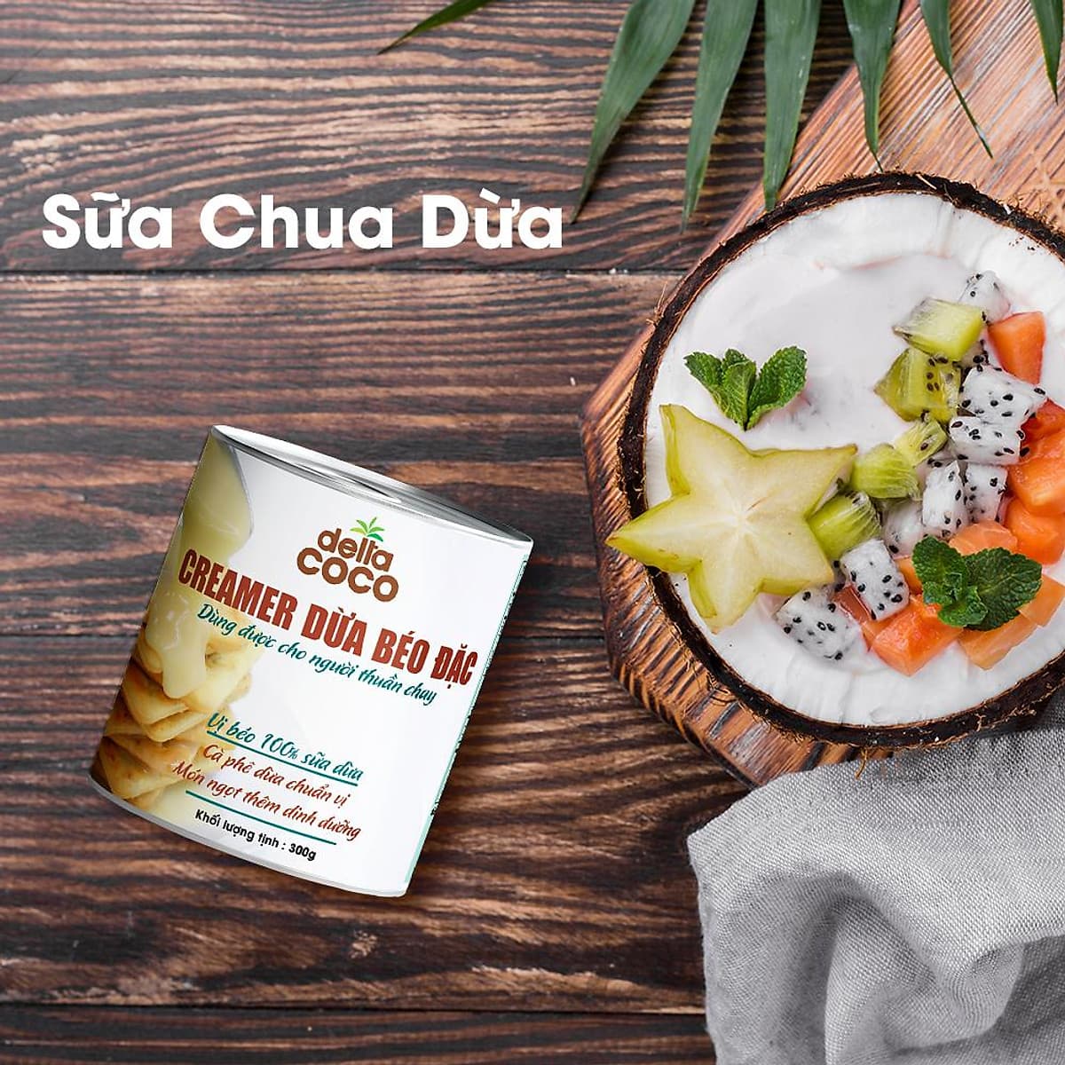 Creamer Dừa Béo Đặc Delta Coco 300gr, Sánh Đặc và Thơm Béo Vị Dừa, Cô Đặc Từ 100% Nước Cốt Dừa Bến Tre, Dùng Ăn Kèm Bánh Mì, Pha Cà Phê, Làm Bánh, Kem Dừa, Sữa Chua Dừa