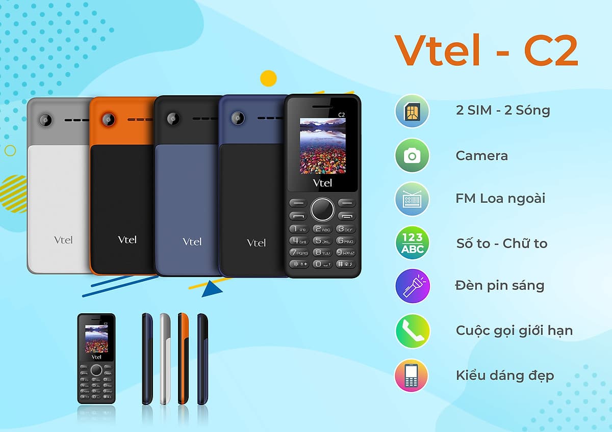 Điện thoại di động GSM Vtel C2 - Hàng chính hãng