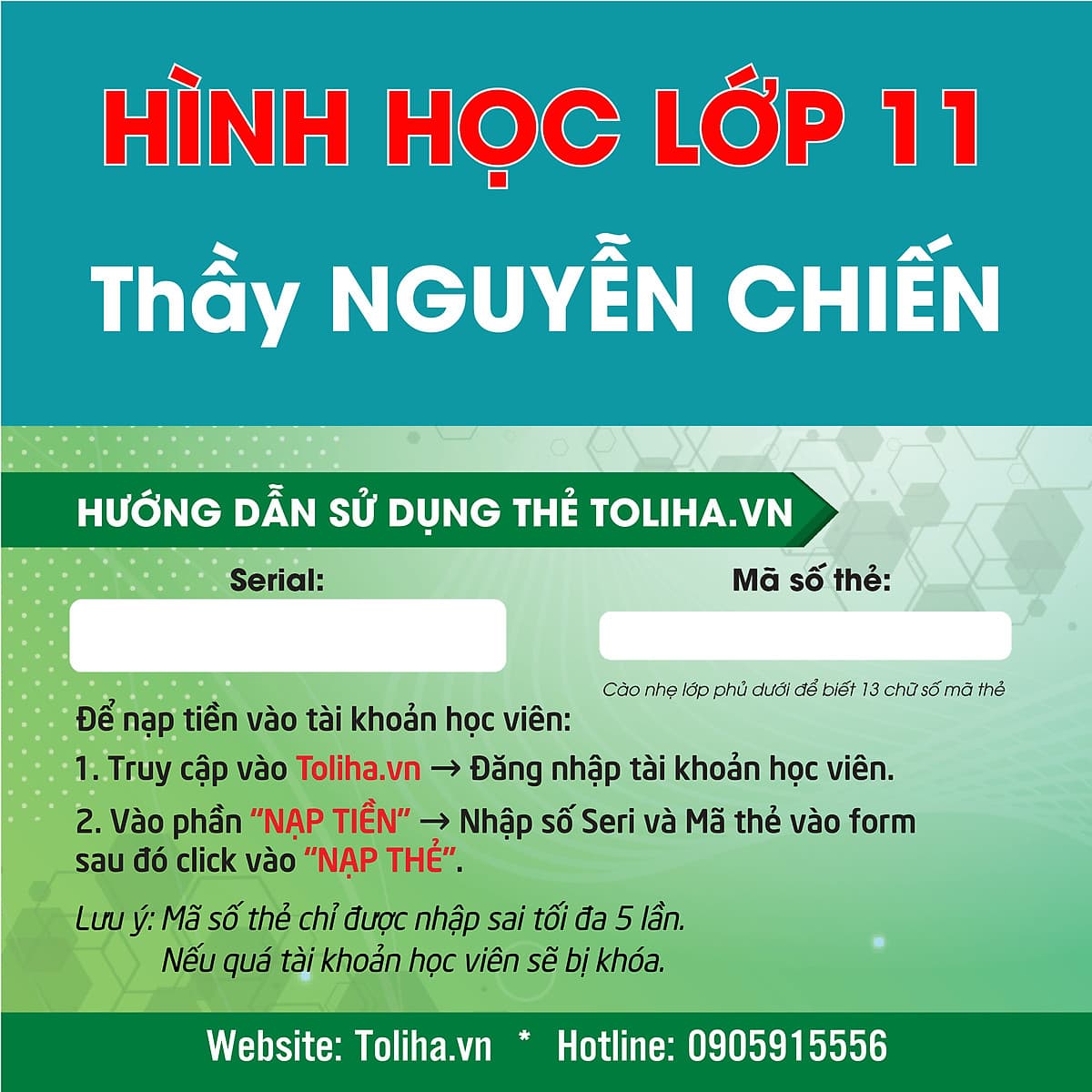 Khóa học HÌNH HỌC 11 - CƠ BẢN + NÂNG CAO thầy Nguyễn Chiến - 03 tháng