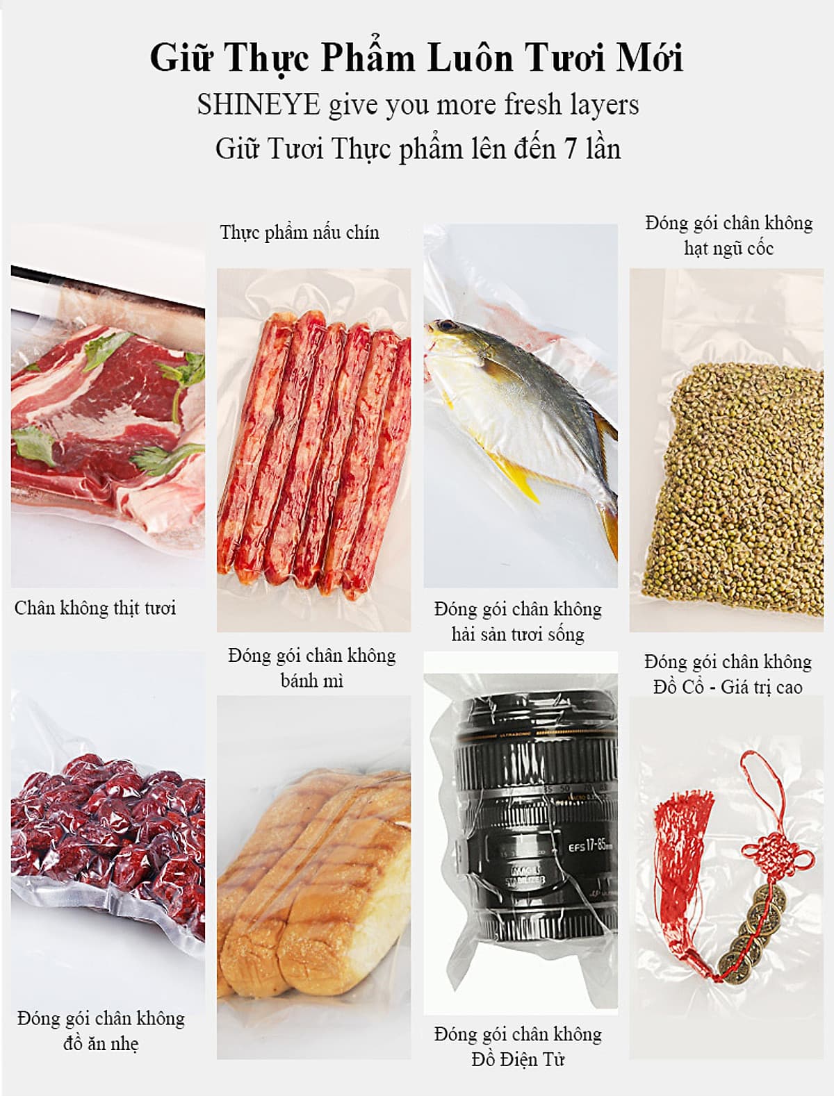 2 Cuộn Túi Hút Chân Không Thực Phẩm Một Mặt Nhám Một Mặt Trơn Dạng Hạt Mịn Hàng Chính Hãng