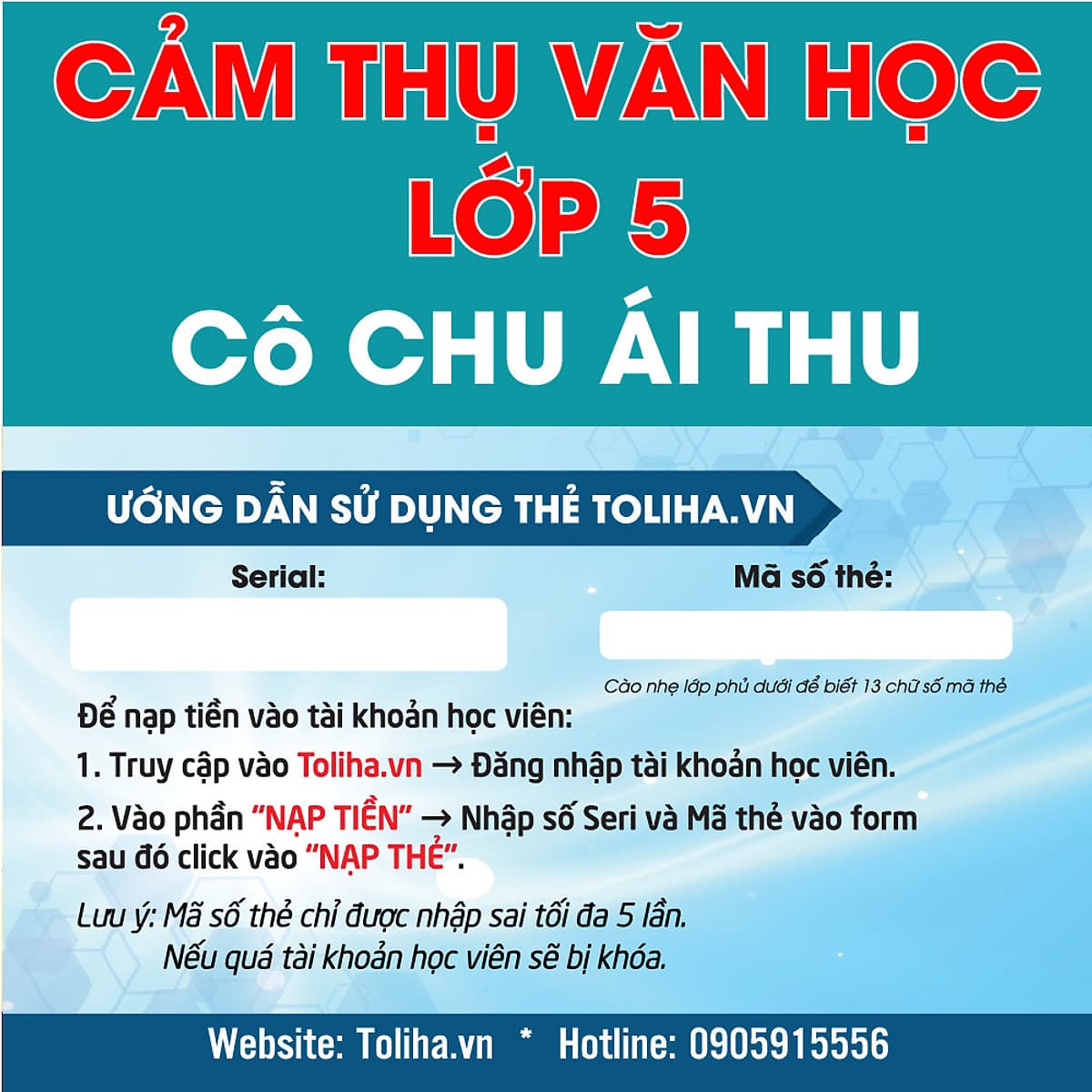 Khóa học CẢM THỤ VĂN HỌC LỚP 5 cô Chu Ái Thu - 09 tháng