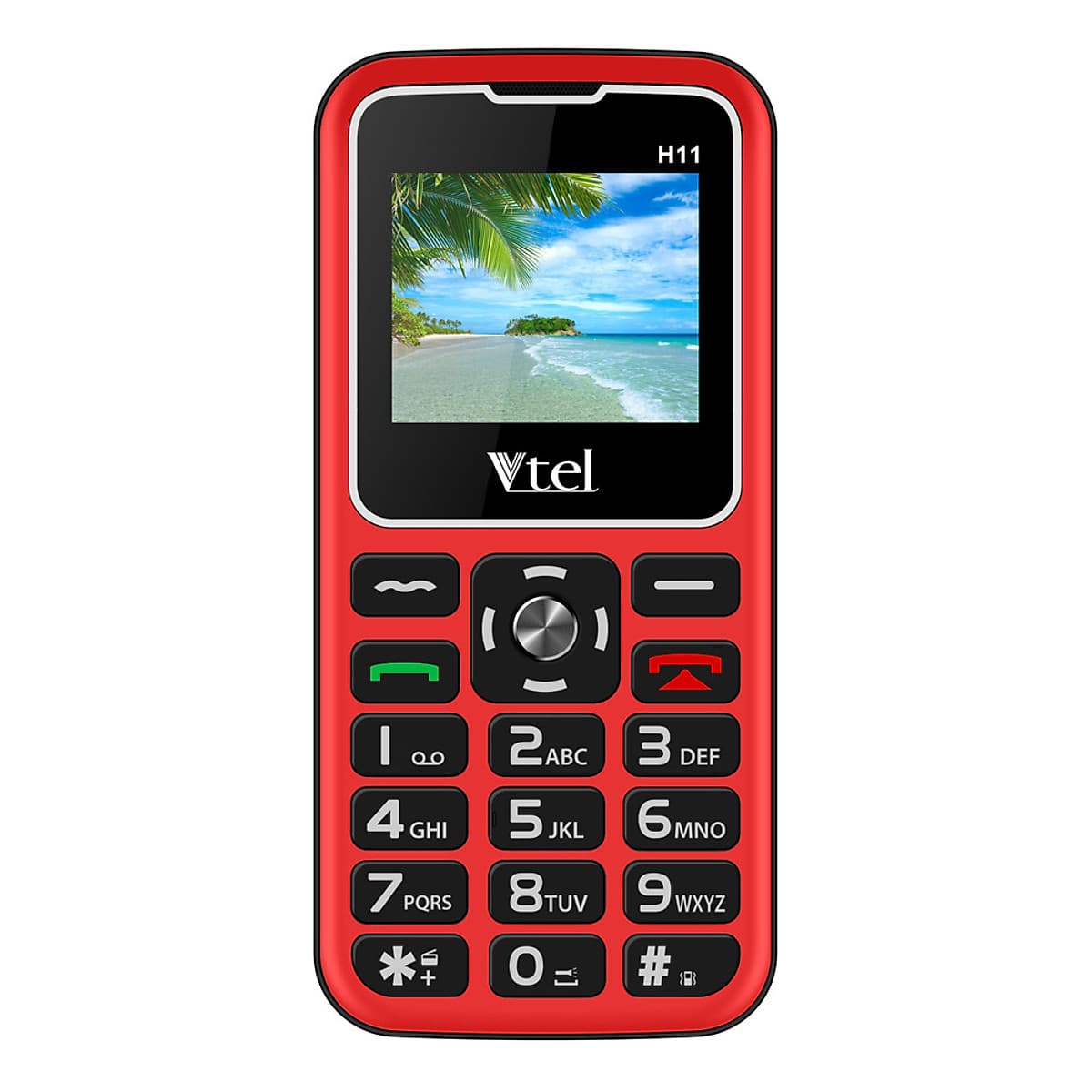 Điện thoại Vtel Happy H11 (Điện thoại cho người già - 2 Sim) - Gọi SOS khẩn,  Số To, Chữ To, Loa to, FM loa ngoài, Pin lớn, Thiết Kế Đẹp - Hàng Chính Hãng