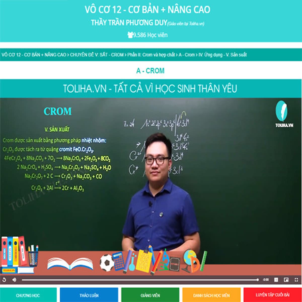 Khóa học HÓA HỌC VÔ CƠ 12 - CƠ BẢN + NÂNG CAO thầy Trần Phương Duy - 06 tháng