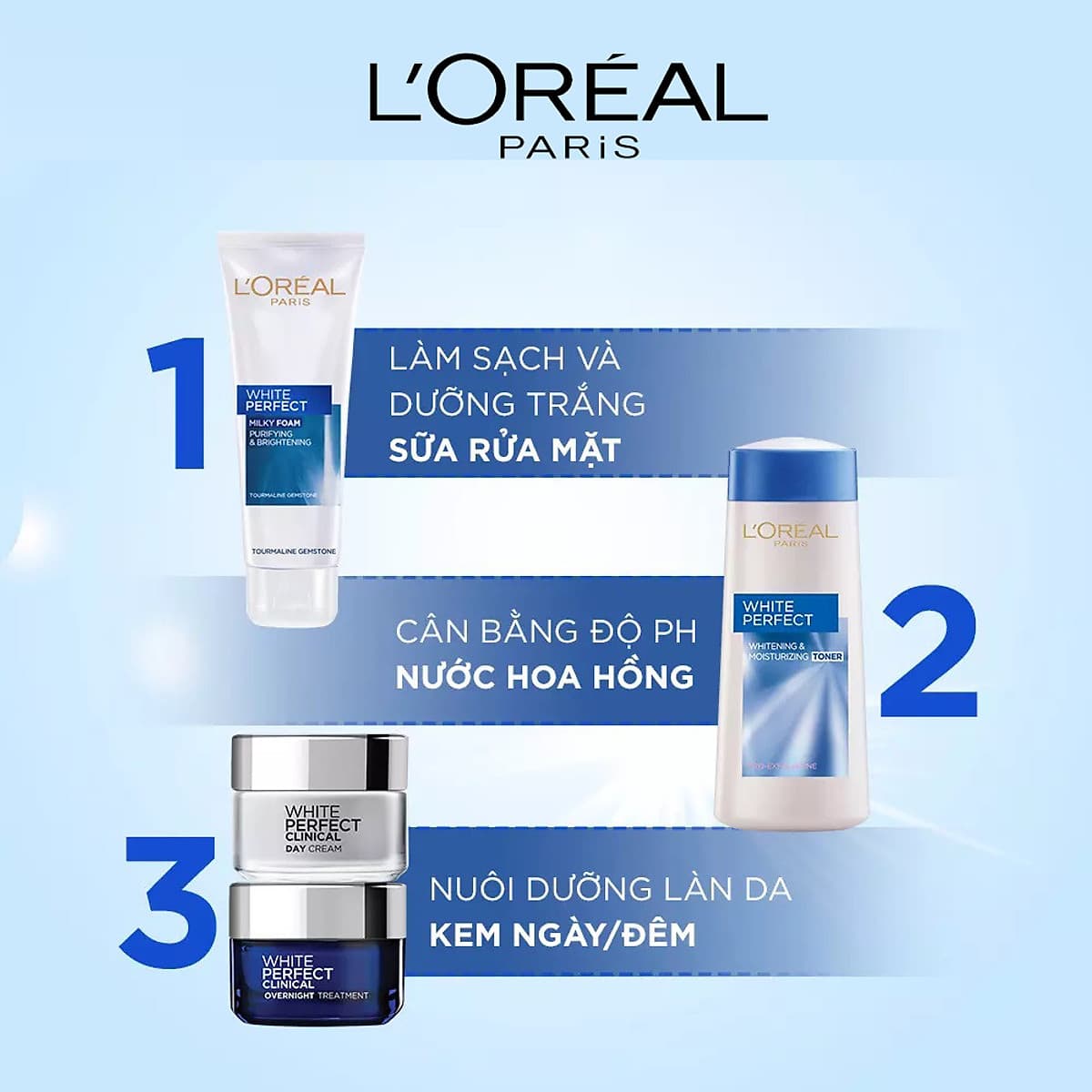 Bộ Kem Dưỡng Da Ngày Và Đêm L'Oreal Paris White Perfect Clinical 50ml