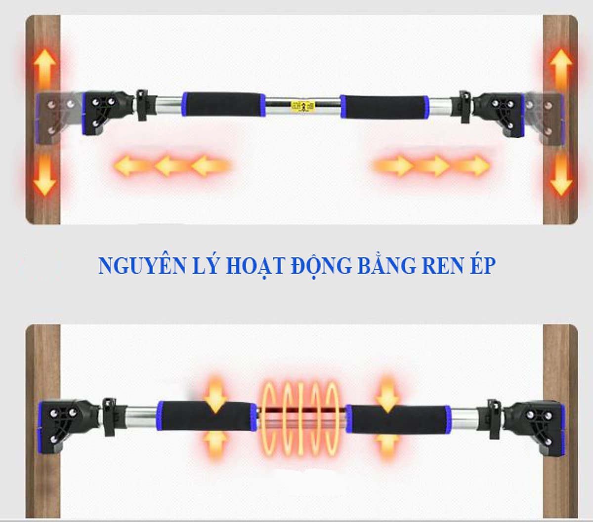 Combo Xà Đơn Treo Tường 2021 Chốt Chống Xoay Chịu Lực 300kg + Găng Tay Tập Xà