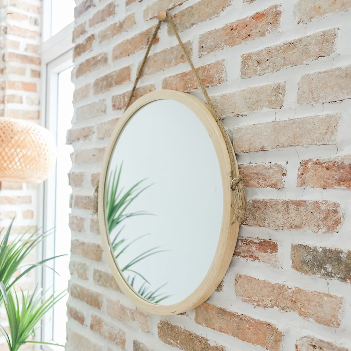 Gương Tròn Soi Trang Điểm Treo Tường Khung Gỗ Hàn Quốc Mia Mirror Nội Thất Kiểu Hàn BEYOURs