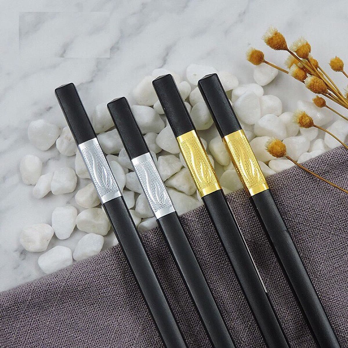 Combo 30 đôi đũa khảm vàng - Đũa ăn ăn cơm  viền vàng