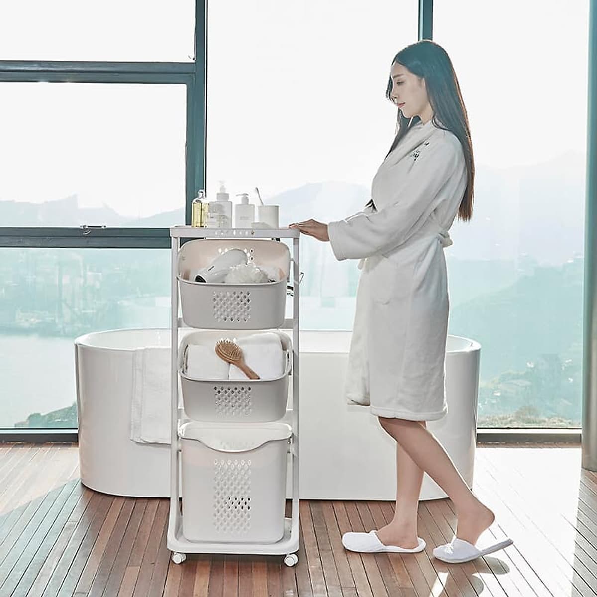 Kệ Nhựa Để Đồ Đa Năng 3 Tầng Có Bánh Xe