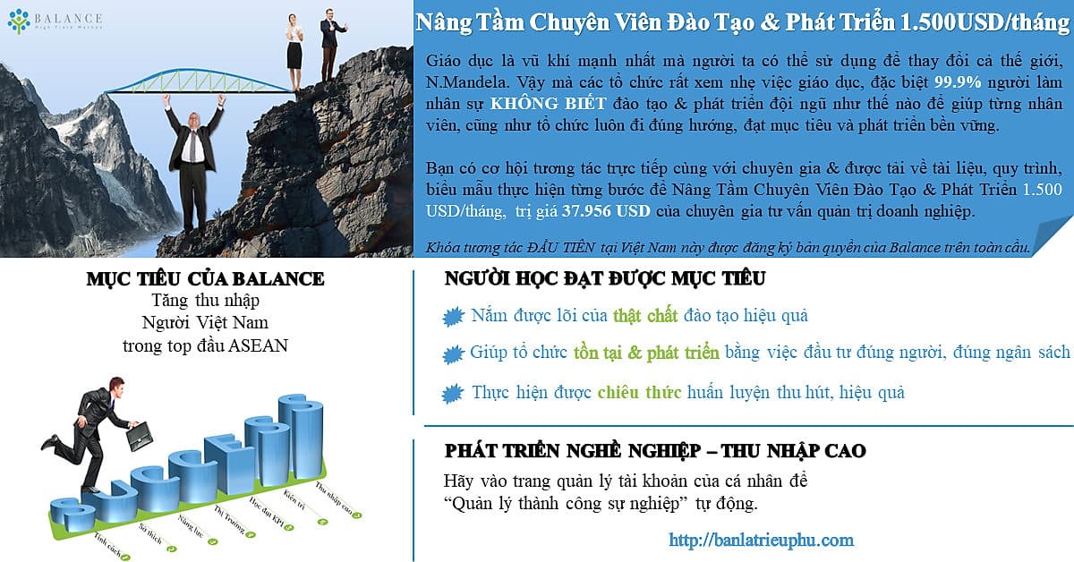 Nâng tầm chuyên viên đào tạo và phát triển 1.500 USD/tháng