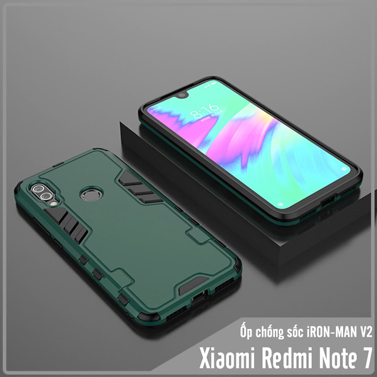 Ốp lưng cho Xiaomi Redmi Note 7 - iRON - MAN - Nhựa PC cứng viền dẻo chống sốc VER 2